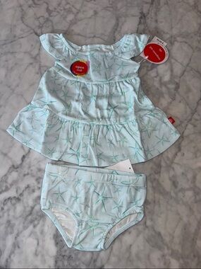 NWT MAGNETIC ME ORGANIC TWO PIECE STARFISH DRESS SET 0/3M